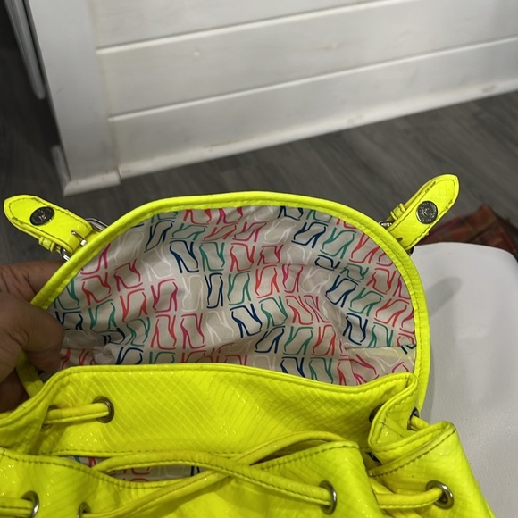 Nine West Bright Lights Python Embossed Backpack/Purse - Yellow - Picture 7 of 11